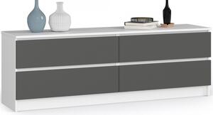 Komoda K160 4SZ - biela/grafit