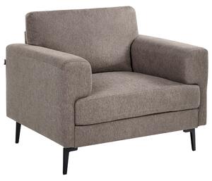 Kreslo hnedé látkové čalúnenie železné nohy minimalistický štýl mid century modern