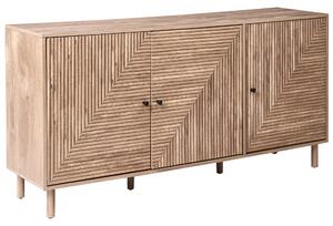 Komoda s dvierkami svetlohnedá MDF materiál nohy z borovicového dreva minimalistický škandinávsky štýl