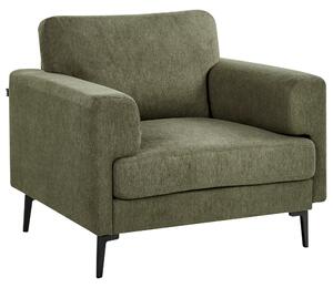 Kreslo zelené látkové čalúnenie železné nohy minimalistický štýl mid century modern
