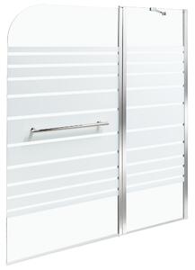 Sprchová zástena na vaňu s dvierkami strieborná priehľadná matné tvrdené sklo hliník nehrdzavejúca oceľ 140 x 120 cm minimalistický dizajn