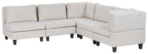 Modulárna rohová pohovka svetlobéžová látkové čalúnenie 5-miestna ľavostranná moderný štýl obývacia izba