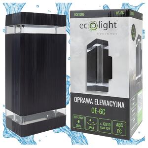 ECOLIGHT Vonkajšia nástenná lampa, záhradná fasádna lampa, vodeodolná, 2x GU10, čierna