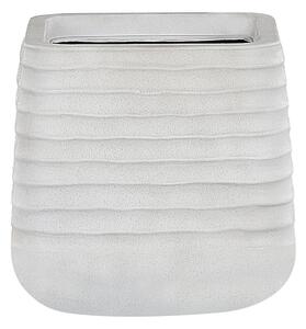 Kvetináč biely polyresin štvorcový tvar 28 x 27 cm odolnosť voči UV žiareniu moderný štýl interiér exteriér záhrada
