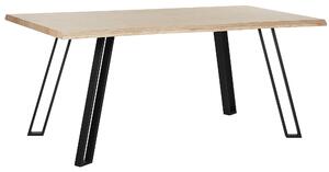 Jedálenský stôl čierna svetlé drevo 180 x 90 cm obdĺžnikový tvar pre 6 osôb kovové nohy moderný industriálny štýl kuchyňa jedáleň