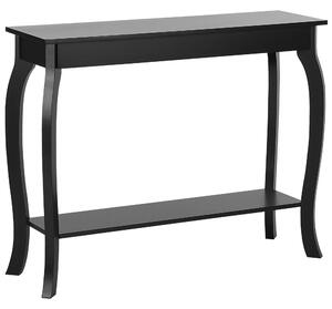 Konzolový stolík čierny MDF drevotrieska 100 x 30 cm s policou klasický dizajn obývacia izba
