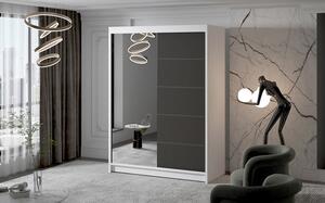 Veľká šatníková skriňa MILAN III 150 cm Biela - čierna