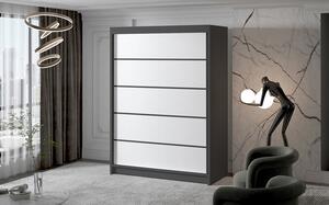 Veľká šatníková skriňa MILAN IV 150 cm Čierna/Biela