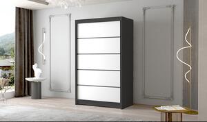 Veľká šatníková skriňa FADO IV 120 cm Čierna/Biela