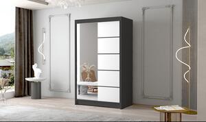 Veľká šatníková skriňa FADO III 120 cm Čierna/Biela