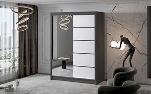 Veľká šatníková skriňa MILAN III 150 cm Čierna/Biela