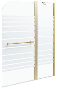 Sprchová zástena na vaňu s dvierkami zlatá priehľadná matné tvrdené sklo hliník nehrdzavejúca oceľ 140 x 120 cm minimalistický dizajn
