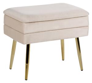 Lavička s úložným priestorom béžová polyester zamatové čalúnenie zlaté nohy glamour dizajn obývačka spálňa