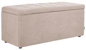 Taburet béžový 100 x 42 x 40 cm polyester čalúnená taburetka úložný priestor obývacia izba moderný štýl