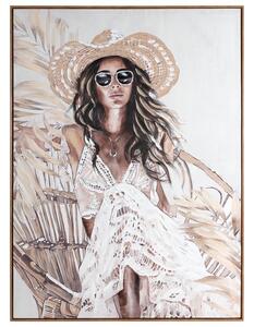 Dekorstudio Ručne maľovaný obraz na plátne s motívom boho ženy II 90x120cm - krémový