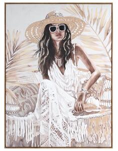 Dekorstudio Ručne maľovaný obraz na plátne s motívom boho ženy I 90x120cm - krémový