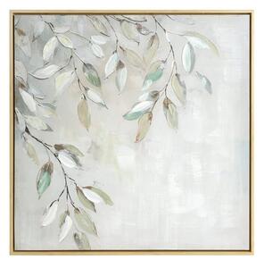 Dekorstudio Ručne maľovaný obraz na plátne s motívom zelených listov II 60x60cm - krémový