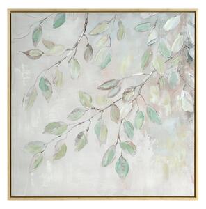Dekorstudio Ručne maľovaný obraz na plátne s motívom zelených listov I 60x60cm - krémový