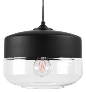 Závesná lampa čierna priehľadná sklenené tienidlo geometrický okrúhly tvar na strop moderný priemyselný štýl obývačka jedáleň