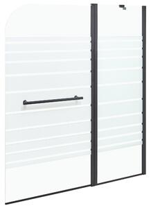 Sprchová zástena na vaňu s dvierkami čierna priehľadná matné tvrdené sklo hliník nehrdzavejúca oceľ 140 x 120 cm minimalistický dizajn