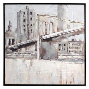 Dekorstudio Ručne maľovaný obraz na plátne s motívom Brooklynského mosta 80x80cm - krémový