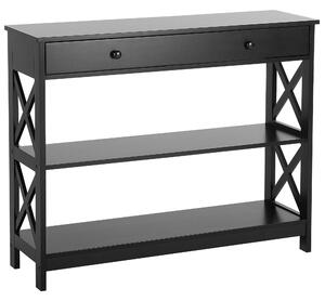 Konzolový stolík čierna MDF 80 x 100 x 30 cm 1 zásuvka 2 police úložný priestor moderný rustikálny štýl obývačka predsieň