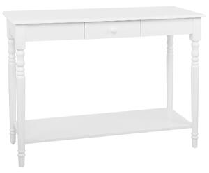 Konzolový stolík biely MDF 40 x 102 cm úložný priestor zásuvka polica vidiecky rustikálny štýl obývačka predsieň