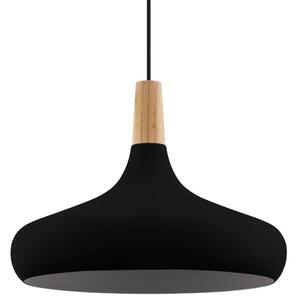 Závesné svietidlo SABINAR čierny kov/svetlé drevo, priemer 40 cm