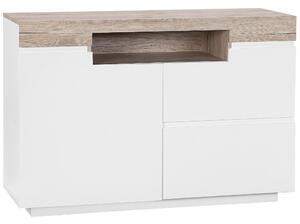 Komoda biela svetlé drevo 75 x 110 x 40 cm úložný priestor 2 zásuvky skrinka polica moderný štýl obývačka spálňa