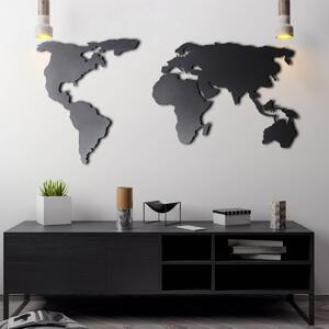 Hanah Home Nástenná kovová dekorácia Mapa sveta 60x120 cm čierna