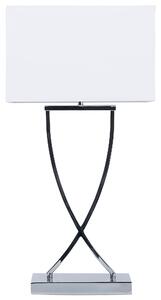 Stolná lampa strieborný kovový podstavec 62 cm biele látkové tienidlo obdĺžniková moderná obývacia izba