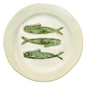 Kameninový tanier Green Fish Ø 21 cm