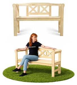 KADAX drevená parková lavička s operadlom 119 cm terasa záhrada
