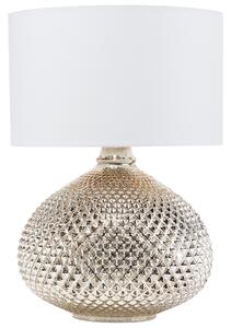 Stolná lampa zlatá sklenený podstavec 55 cm biele látkové tienidlo glamour štýl obývacia izba spálňa