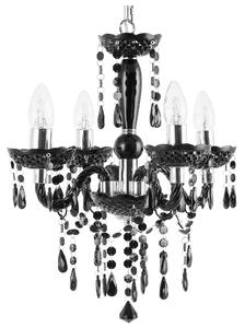 Luster čierny s kryštálmi 155 cm so 4 žiarovkami moderný glamour štýl obývačka jedáleň