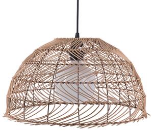 Závesná lampa prírodná béžová ratan syntetický materiál tvar zvona na strop boho štýl obývačka jedáleň