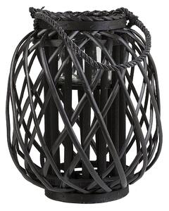Lampáš na sviečku čierne vŕbové drevo sklo 30 cm interiér exteriér škandinávsky štýl dekorácie