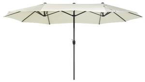 Záhradný slnečník svetlobéžový látkový polyester hliník 247 cm odolný voči poveternostným vplyvom moderný štýl záhrada exteriér