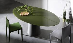 TOTEM dizajnový oválny stôl sklo keramika