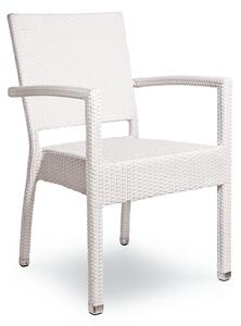 SINFONIA záhradná biela stolička s podrúčkami