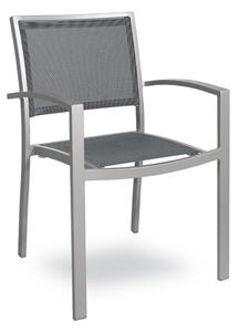 MEDI TEX šedá záhradná stolička s podrúčkami