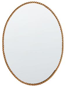 Nástenné zrkadlo zlatá sklo železo 79 x 57 cm oválny tvar ozdobný rám korálky lesklý povrch moderný glamour štýl obývačka spálňa