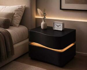 LuxuryForm DESIGN Nočný stolík ALVA s LED osvetlením – čierny