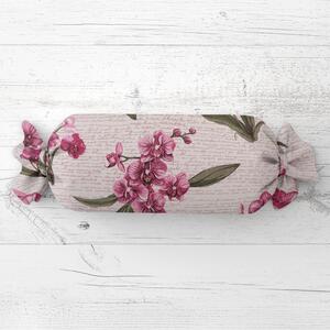 Biante Vankúš valec bonbon Sandra SA-635 Ružovofialové orchidey na bielom 15x40 cm