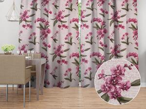 Biante Bavlnený záves Sandra SA-635 Ružovofialové orchidey na bielom 150x140 cm
