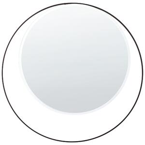 Nástenné zrkadlo čierna kov železo sklo ø 50 cm okrúhly tvar moderný minimalistický štýl obývačka spálňa