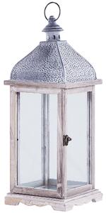 Lampáš biely kovový 47 cm klasický svietnik retro dizajn dekoratívny doplnok