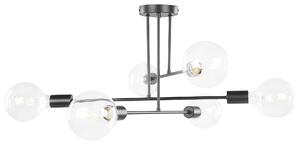 Stropná lampa čierna kov matný povrch 6 žiaroviek moderný industriálny štýl na strop obývačka