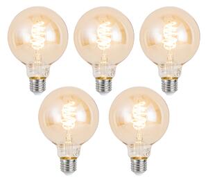 Sada 5 ks Inteligentné stmievateľné LED žiarovky E27 G95 Jantárová 4,9 W 320 lm 2500 K