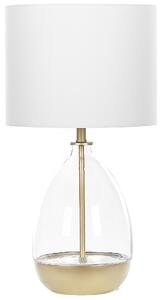 Stolná lampa biela zlatá priehľadná sklo oceľ polyester bavlna 63 cm priehľadný podstavec okrúhle tienidlo glamour štýl obývačka spálňa